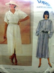 1126 JOHN ANTHONY LONG BUTTON YOKE A-DRESS PATTERN 8-12, 14
